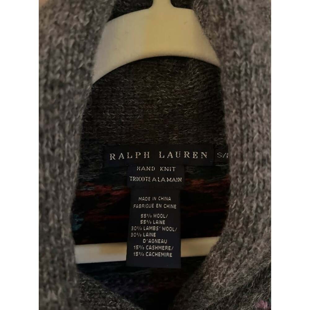 Vintage 90s Ralph Lauren Hand Knit Fair Isle Cardigan Wool Cashmere Rare Archive - Picture 8 of 10